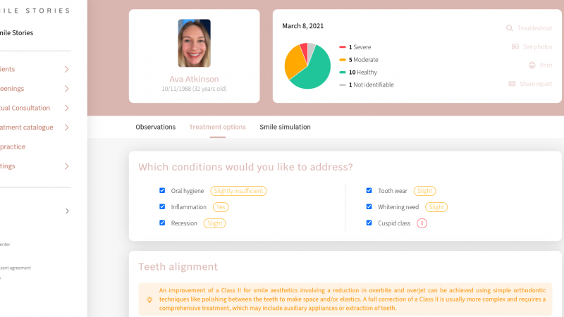 Screenshot of free smile report